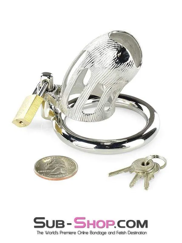 0399M-SIS      Itty Bitty Little Sissy Dicky Steel Locking Male Chastity Device with Cock Ring