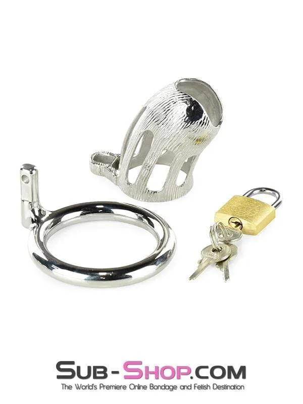 0399M-SIS      Itty Bitty Little Sissy Dicky Steel Locking Male Chastity Device with Cock Ring