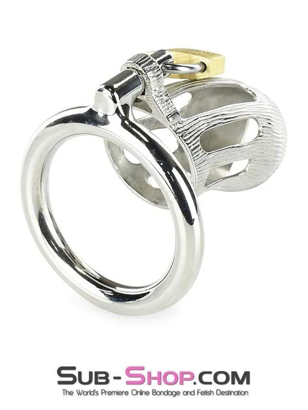 0399M-SIS      Itty Bitty Little Sissy Dicky Steel Locking Male Chastity Device with Cock Ring