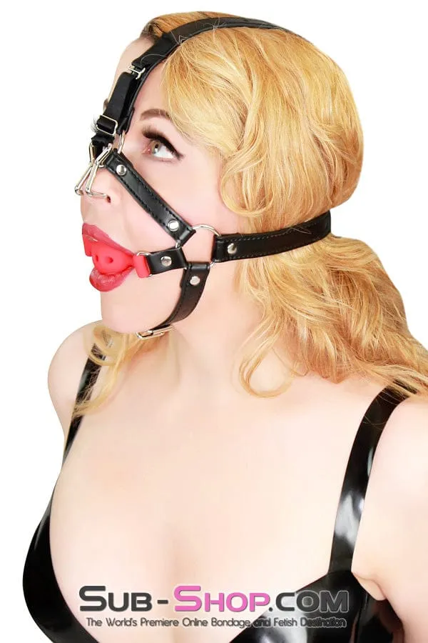 0459RS      Small Red Silicone Breather Ball Gag Trainer with Nose Hook - LAST CHANCE - Final Closeout!