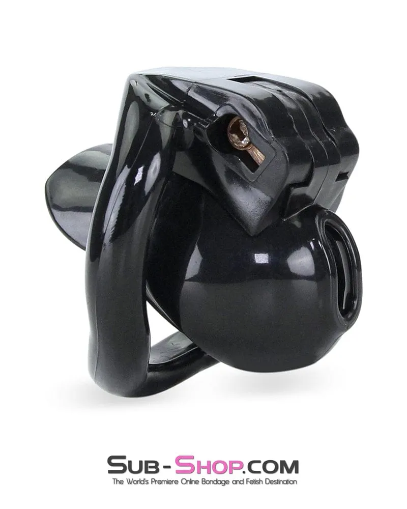 0643M      Defiant Mini Black Locking Chastity Cock Cage