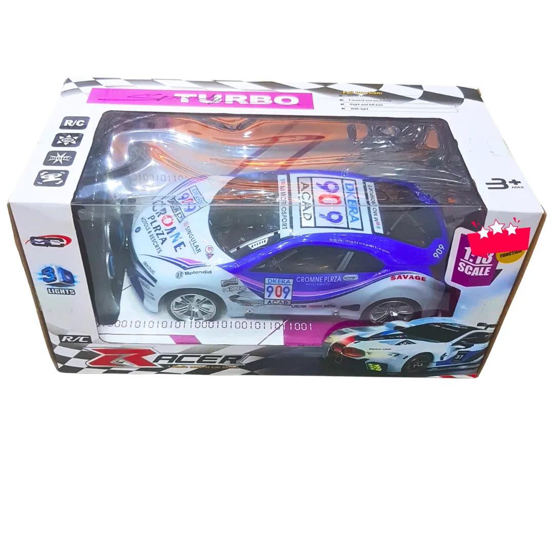 1:18 Turbo RC Racer – High-Speed Remote Control Car with 3D Lights | Sporty Racing Car for Kids