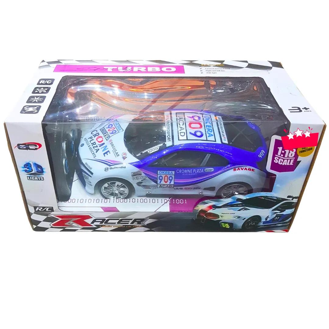 1:18 Turbo RC Racer – High-Speed Remote Control Car with 3D Lights | Sporty Racing Car for Kids