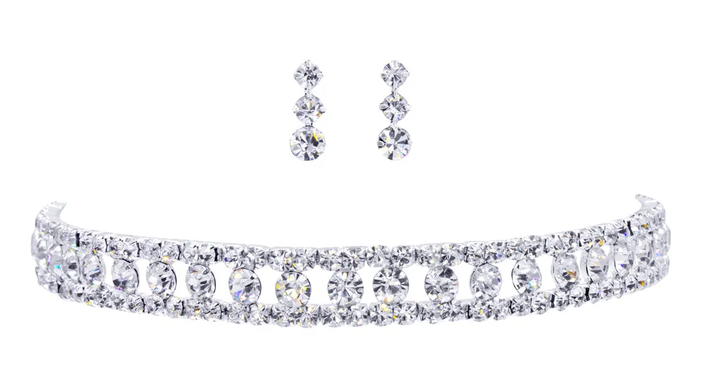 #12381 - Stretch Diamond Shape Necklace and Earring Set