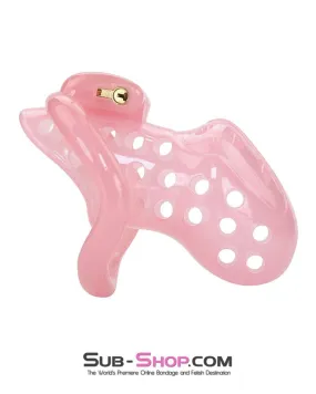 1432AR      Sissy Boy Toy Pink High Security Pin Tumbler Locking Cock Cage Chastity