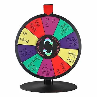 15" Tabletop Color Dry Erase Prize Wheel  Stand Fortune Spinning Game Tradeshow