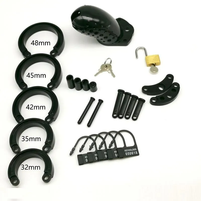 1626AR      Short Stockade Black Cage Male Chastity Device