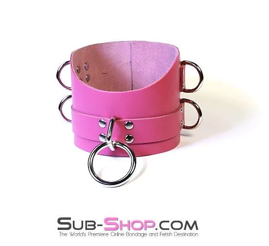 1659A      Controlled Hot Pink Leather Bondage Posture Collar