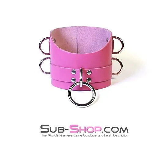 1659A      Controlled Hot Pink Leather Bondage Posture Collar