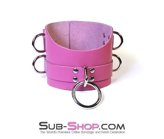 1659A      Controlled Hot Pink Leather Bondage Posture Collar