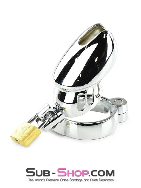 1715HS      Severe Cock Tease Torture Locking Chrome Steel Cock Cage Chastity