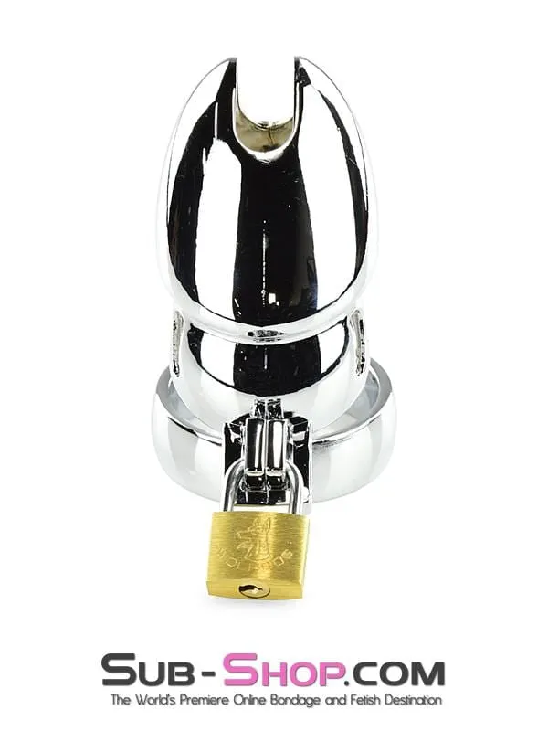 1715HS      Severe Cock Tease Torture Locking Chrome Steel Cock Cage Chastity