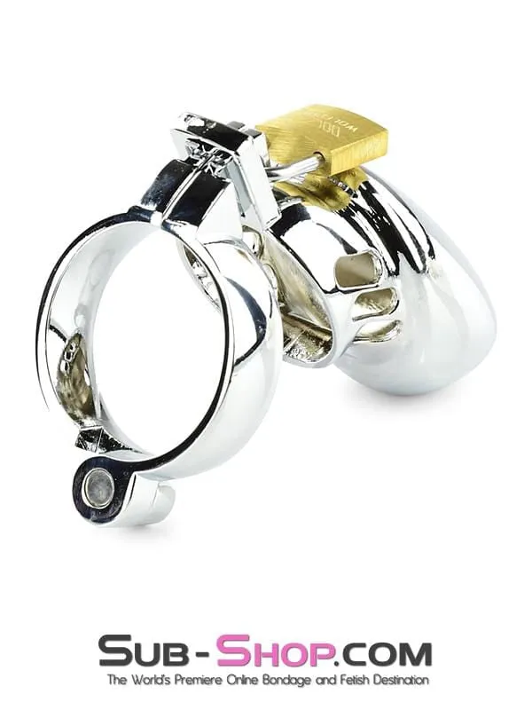 1715HS      Severe Cock Tease Torture Locking Chrome Steel Cock Cage Chastity
