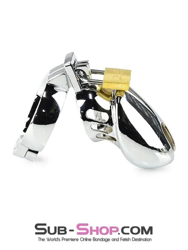 1715HS      Severe Cock Tease Torture Locking Chrome Steel Cock Cage Chastity