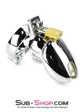 1715HS      Severe Cock Tease Torture Locking Chrome Steel Cock Cage Chastity