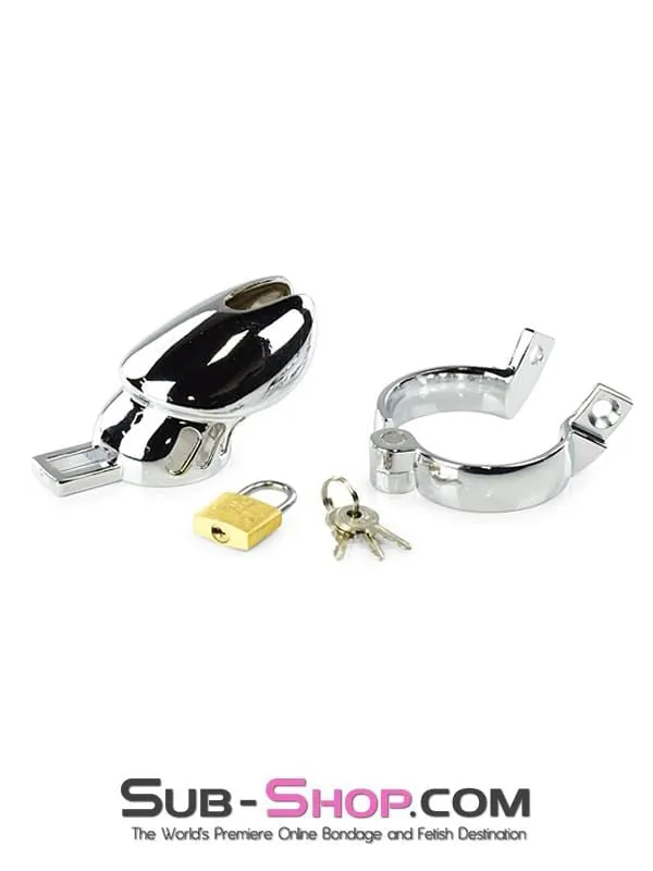 1715HS      Severe Cock Tease Torture Locking Chrome Steel Cock Cage Chastity