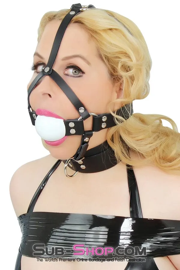 1816A      2" Leather Ball Gag Trainer, White Ball