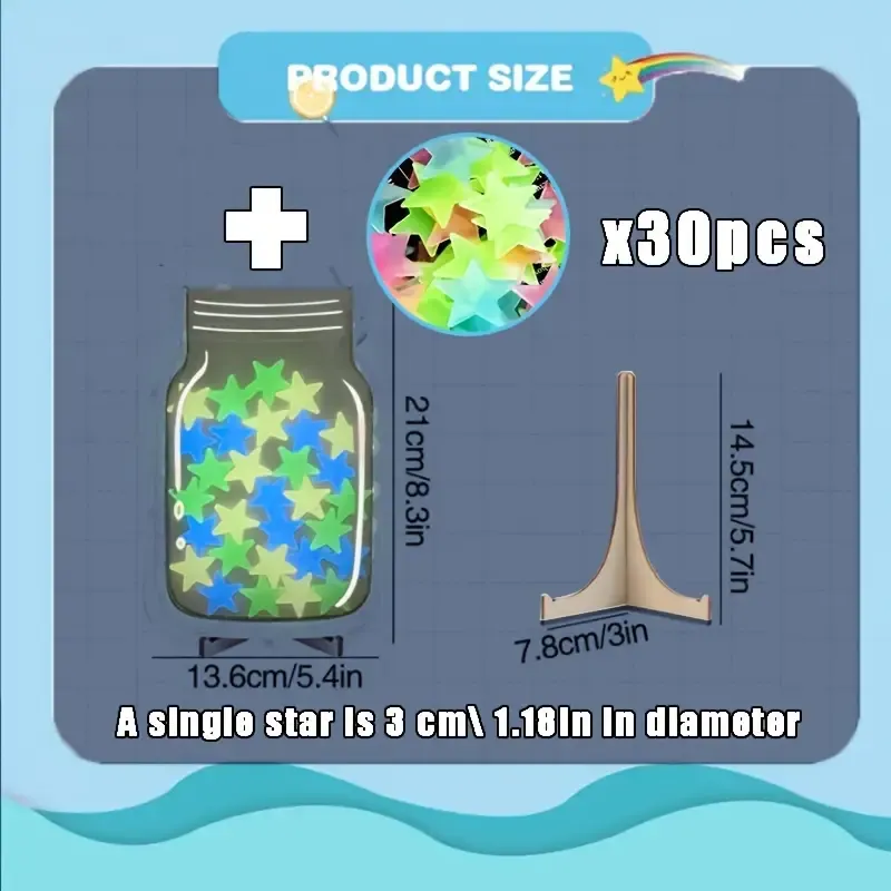1pc New Luminous Star Reward Jar Point Reward Learning Self-discipline Reward Jar 30 Stars Wooden Ornaments Hollow Star 15 Positive Behavior Reward Tool REJARTEM