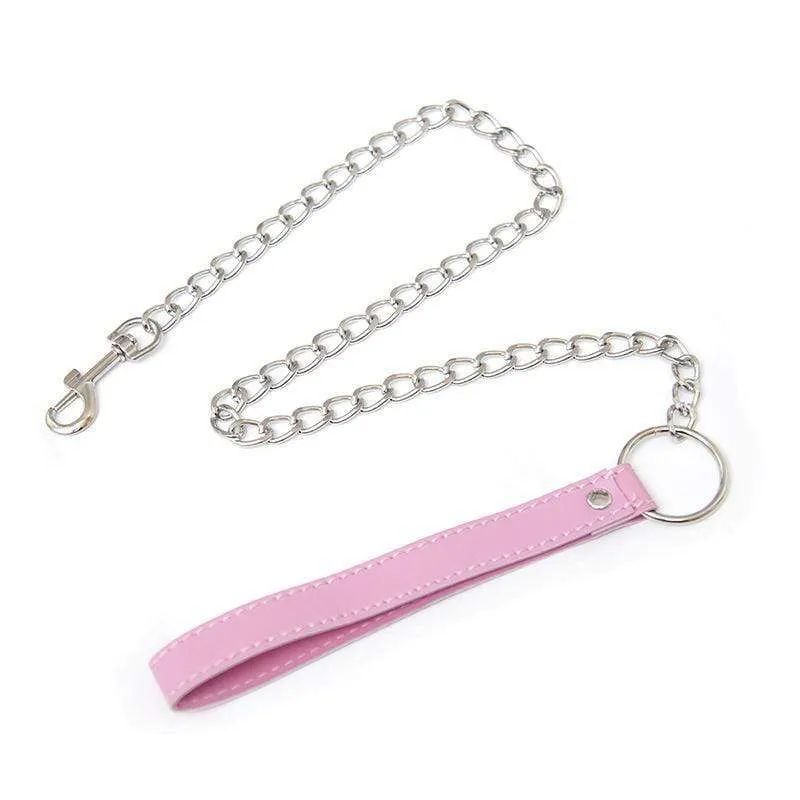 Sissy Pink Chained Bondage Leash with Comfortable Handle - 2785MQ-SIS