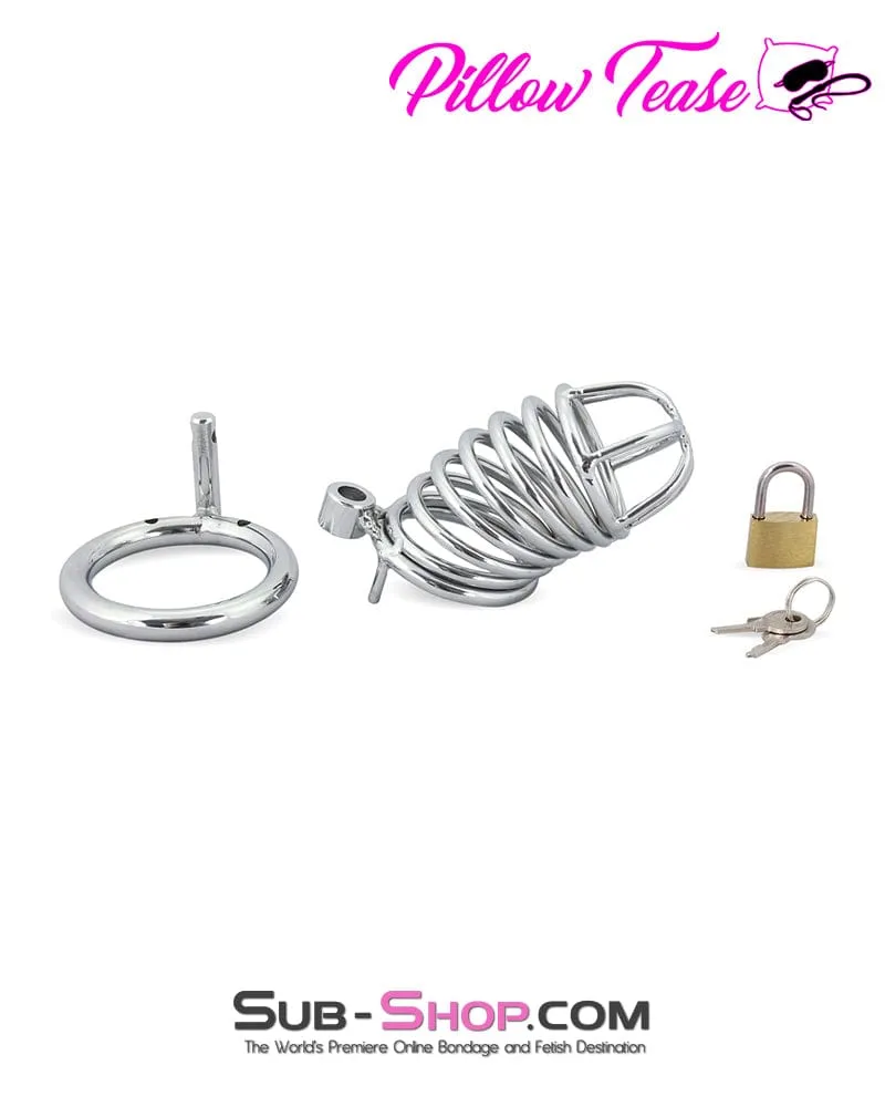 3749M-SIS      Sissy Cock Blocker Locking Steel Tease and Torment Chastity Cock Cage