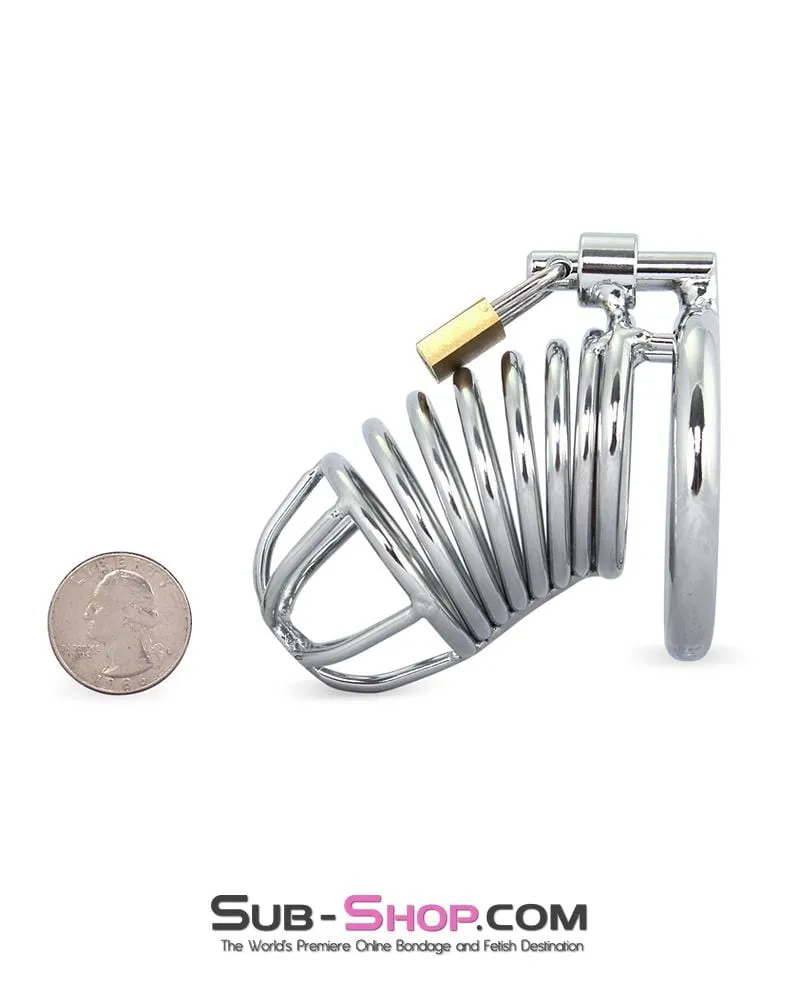 3749M-SIS      Sissy Cock Blocker Locking Steel Tease and Torment Chastity Cock Cage
