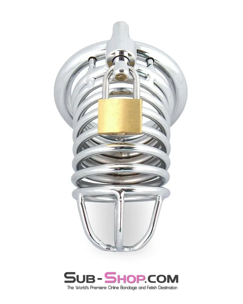 3749M-SIS      Sissy Cock Blocker Locking Steel Tease and Torment Chastity Cock Cage