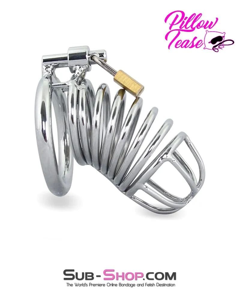 3749M-SIS      Sissy Cock Blocker Locking Steel Tease and Torment Chastity Cock Cage