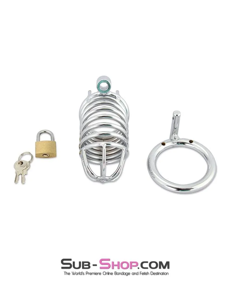 3749M-SIS      Sissy Cock Blocker Locking Steel Tease and Torment Chastity Cock Cage