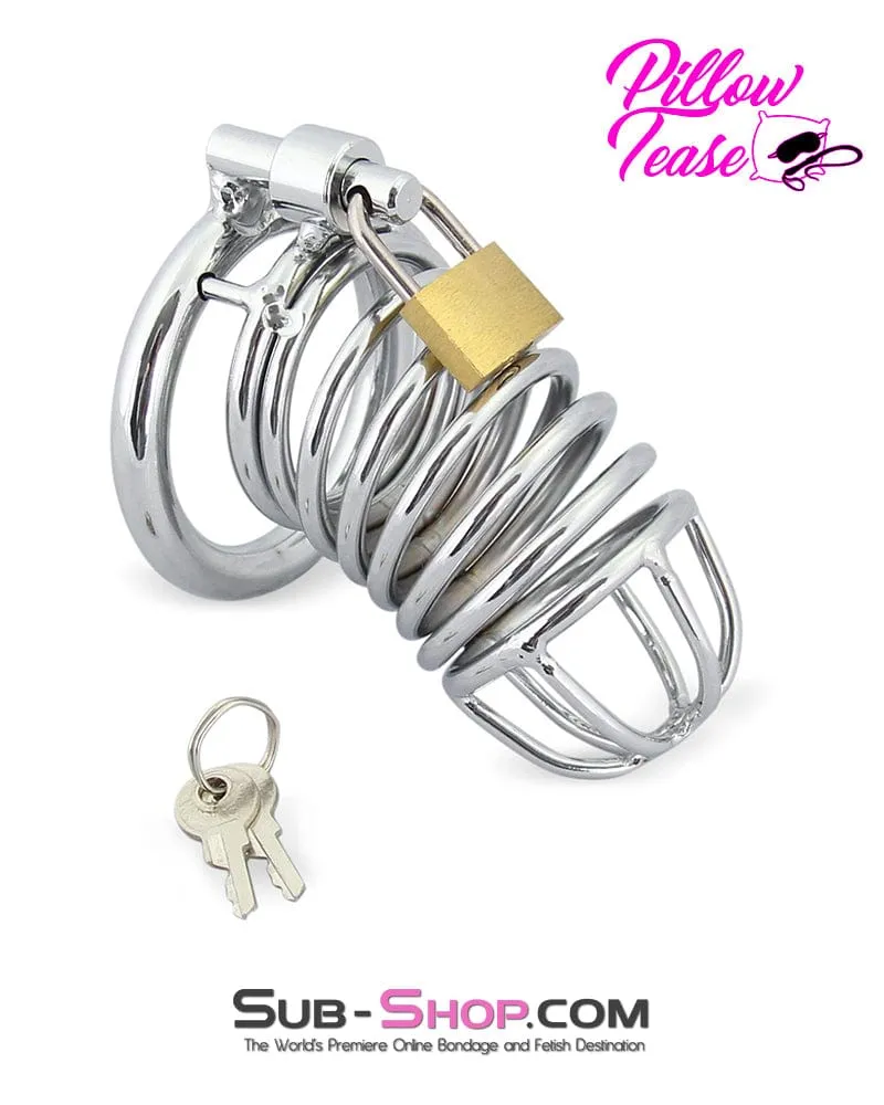 3749M-SIS      Sissy Cock Blocker Locking Steel Tease and Torment Chastity Cock Cage