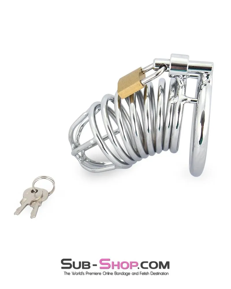 3749M-SIS      Sissy Cock Blocker Locking Steel Tease and Torment Chastity Cock Cage