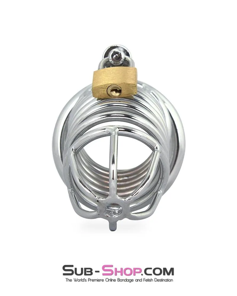 3749M-SIS      Sissy Cock Blocker Locking Steel Tease and Torment Chastity Cock Cage
