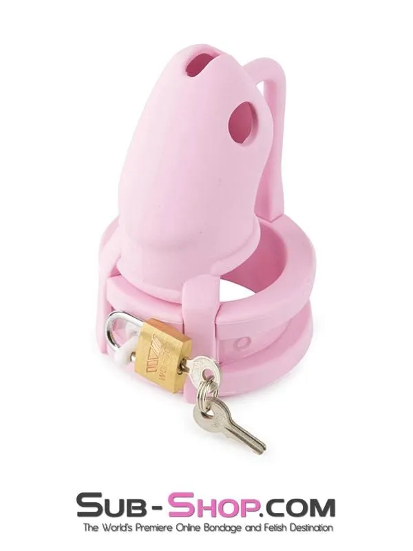 3795HS-SIS      Pink Silicone Pretty Sissy Cock Trap Cock Cage Chastity