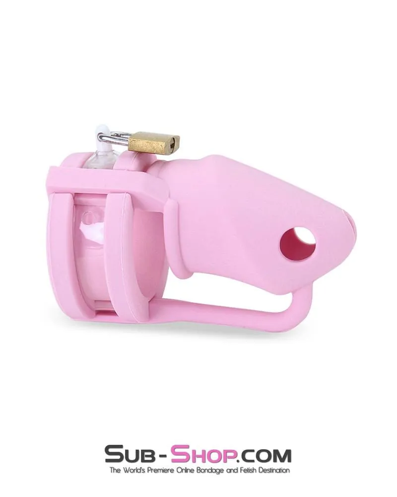 3795HS-SIS      Pink Silicone Pretty Sissy Cock Trap Cock Cage Chastity