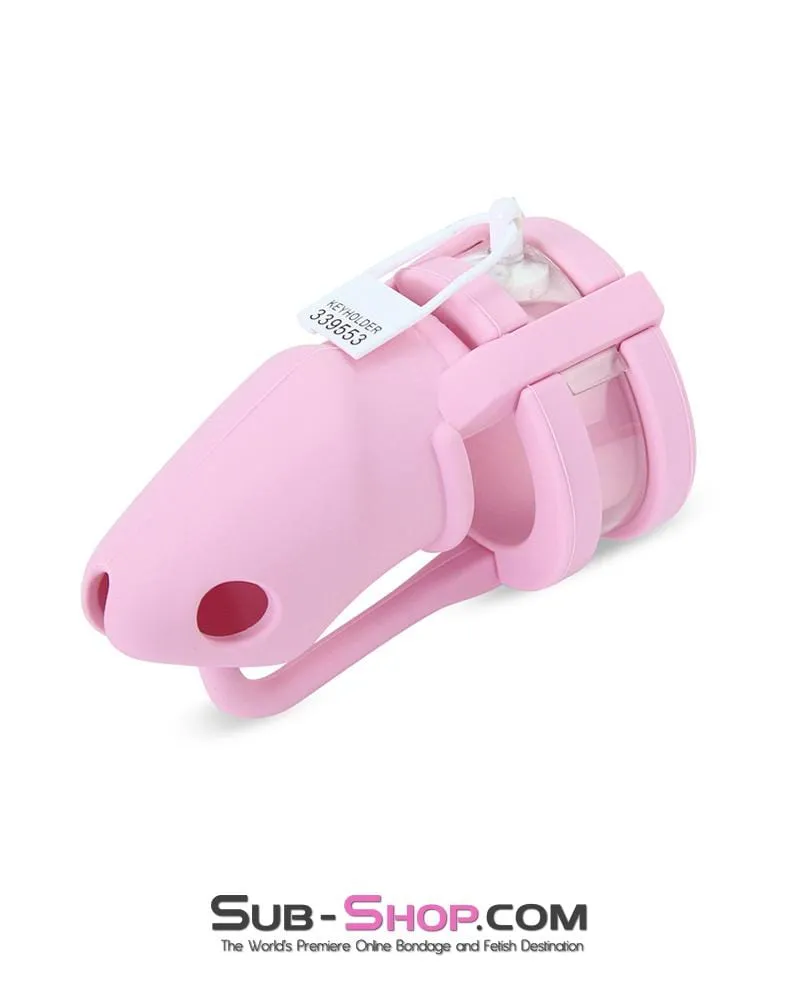 3795HS-SIS      Pink Silicone Pretty Sissy Cock Trap Cock Cage Chastity