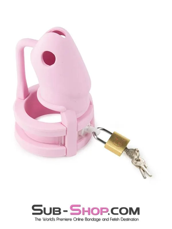 3795HS-SIS      Pink Silicone Pretty Sissy Cock Trap Cock Cage Chastity