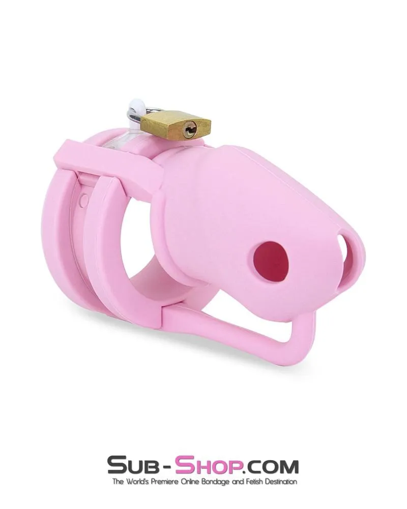 3795HS-SIS      Pink Silicone Pretty Sissy Cock Trap Cock Cage Chastity