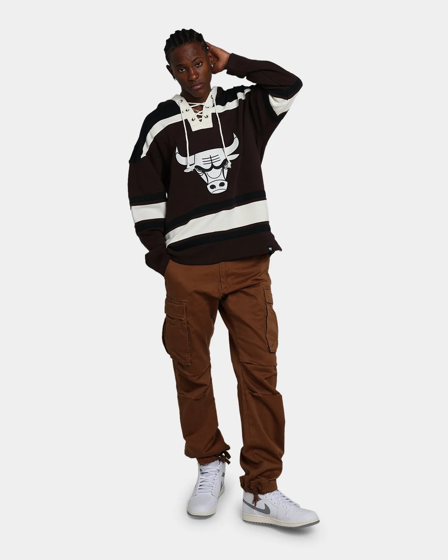 47 Brand Chicago Bulls Superior Lacer Hoodie Brown