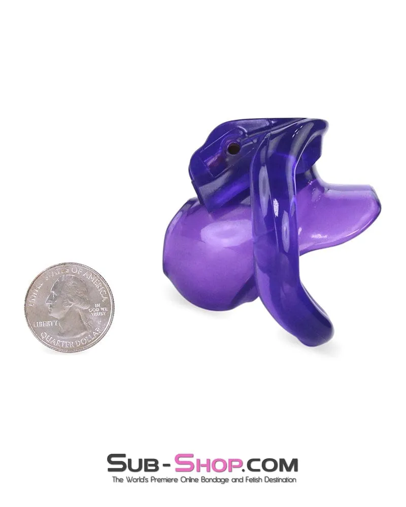 5337M      Tiny Nub Mini Purple Locking Chastity Cock Cage
