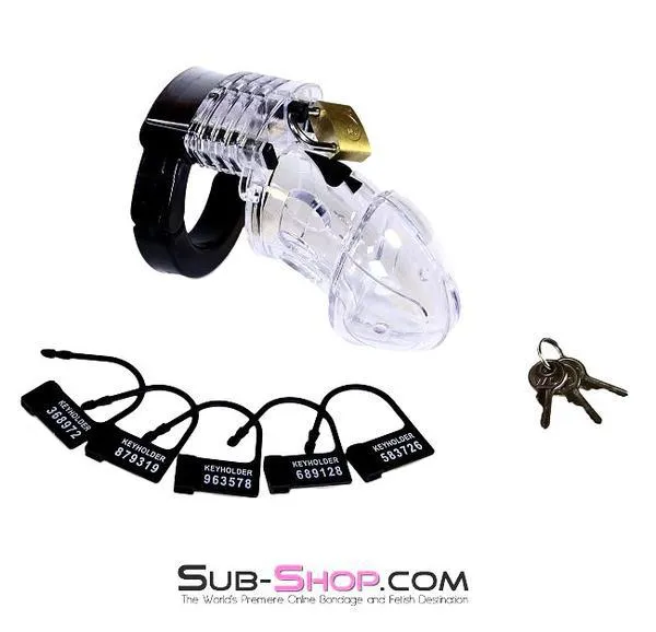 5779AE      Jacked Up Adjustable Clear Polycarbonate Locking Male Cock Cuff Chastity Device
