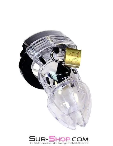 5779AE      Jacked Up Adjustable Clear Polycarbonate Locking Male Cock Cuff Chastity Device
