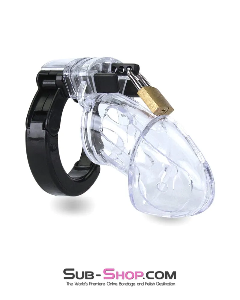 5779AE      Jacked Up Adjustable Clear Polycarbonate Locking Male Cock Cuff Chastity Device