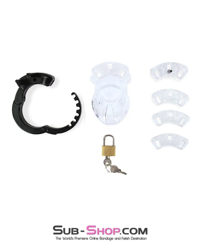 5779AE      Jacked Up Adjustable Clear Polycarbonate Locking Male Cock Cuff Chastity Device
