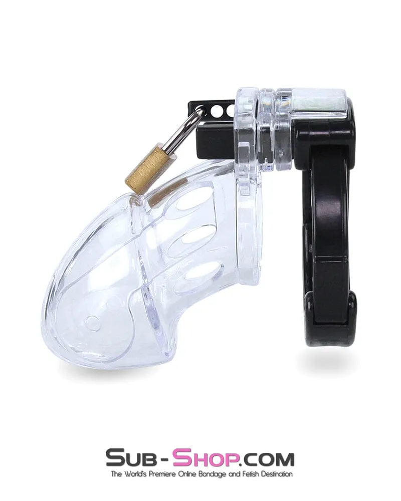 5779AE      Jacked Up Adjustable Clear Polycarbonate Locking Male Cock Cuff Chastity Device