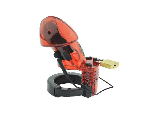 6935AR      Electro Sex Locking Red Cock Cage Chastity - MEGA Deal!