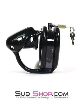 7325AR      Birdlocked Style Black Spiked Soft Silicone Locking Cock Chastity & Ball Spreader