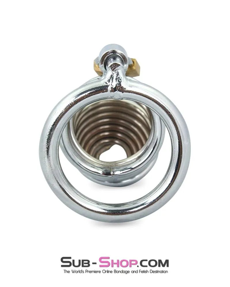 7902M-SIS      Curved Spiral Steel Chastity Sissy Tease and Torment Cock Cage