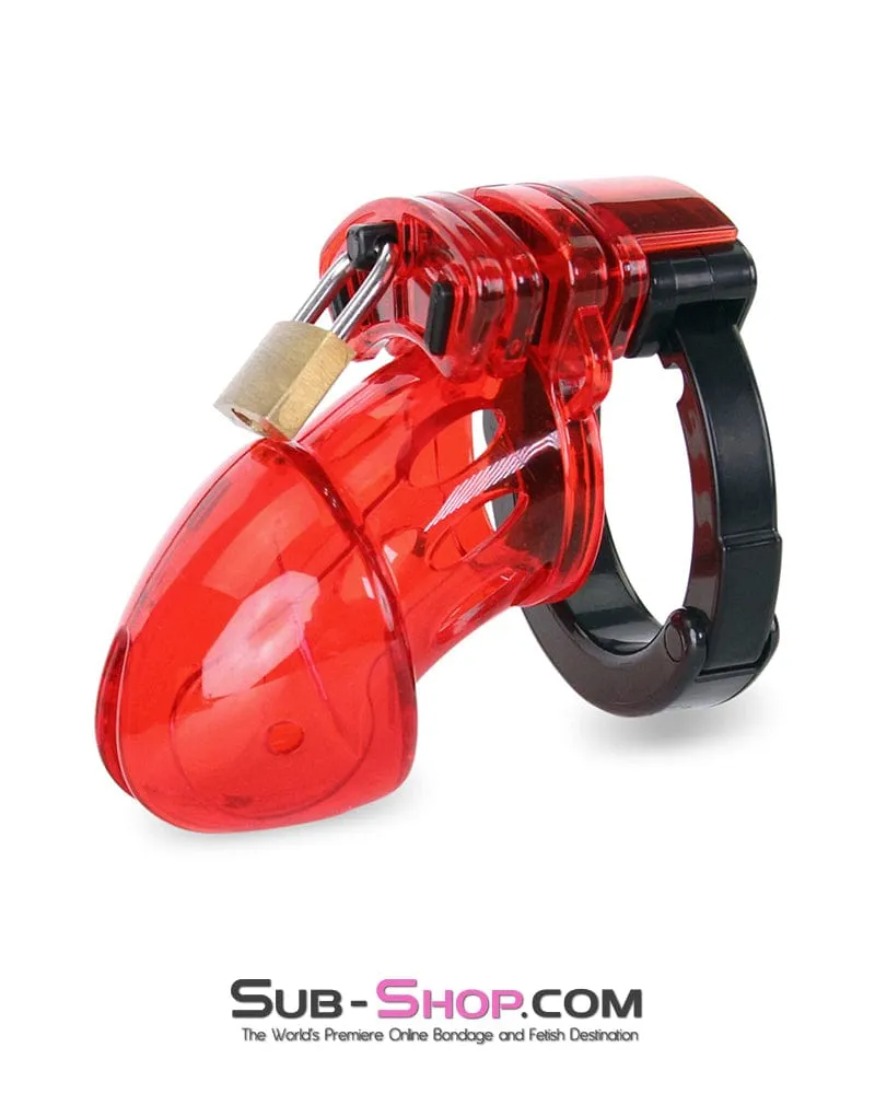 8911AX      Red Jacked Adjustable Locking Male Cock Cuff Chastity Device