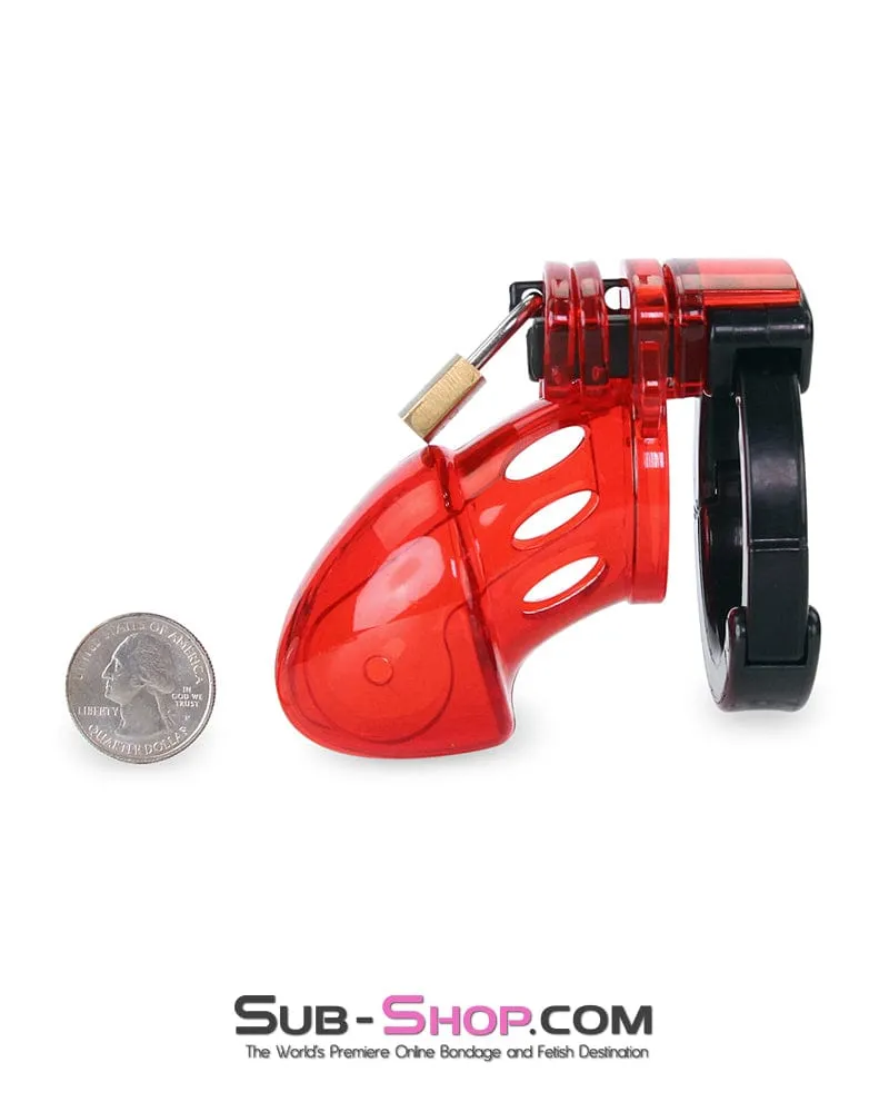 8911AX      Red Jacked Adjustable Locking Male Cock Cuff Chastity Device
