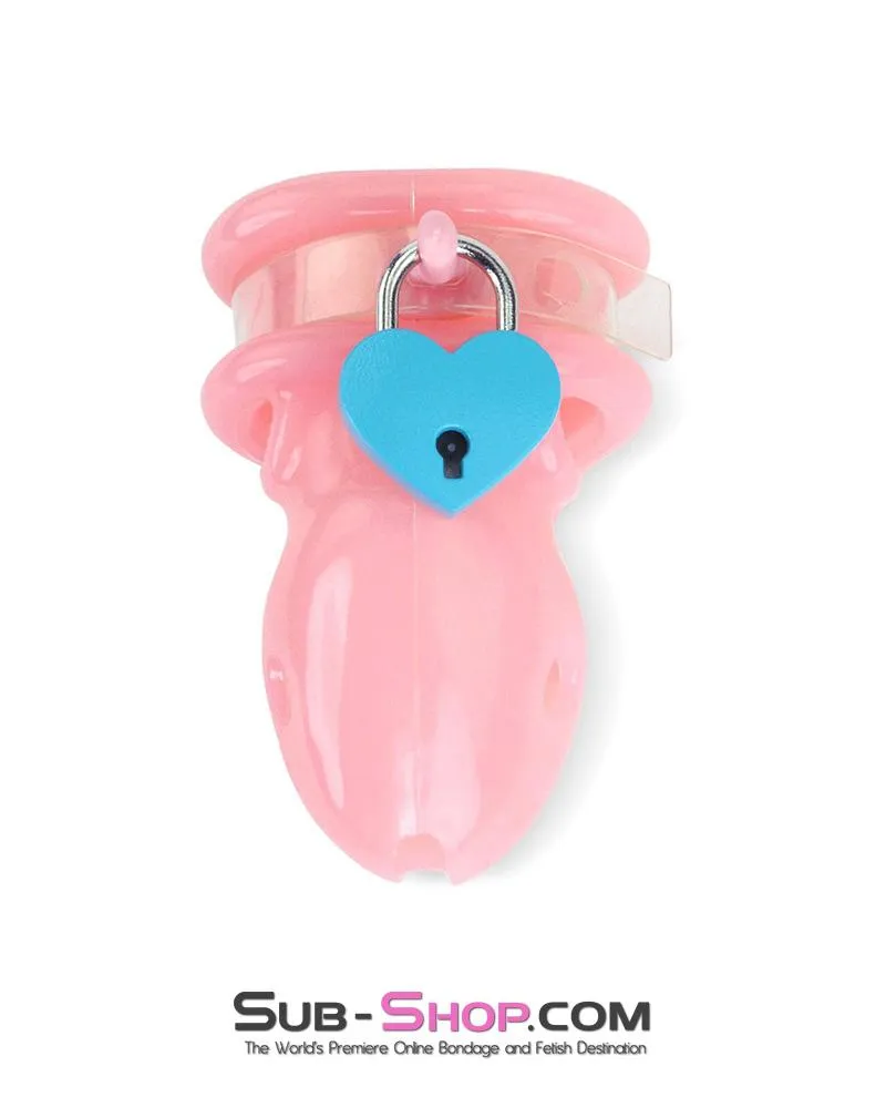 9794M-SIS      Sissy Pink Birdlocked Style Spiked Soft Silicone Locking Male Chastity
