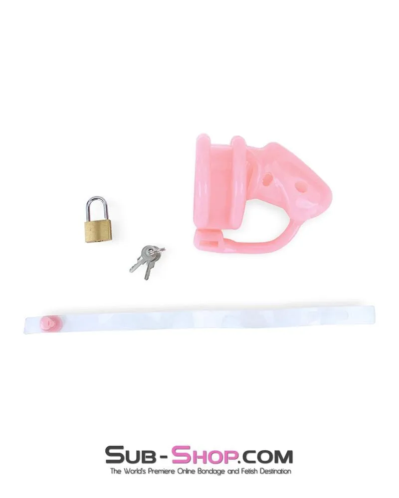 9794M      Sissy Pink Birdlocked Style Spiked Soft Silicone Locking Male Chastity